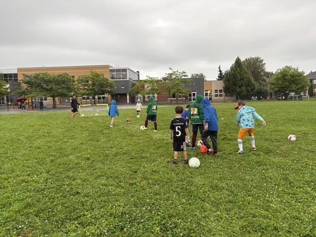 Fall soccer players training in the rain on September 2, 2026